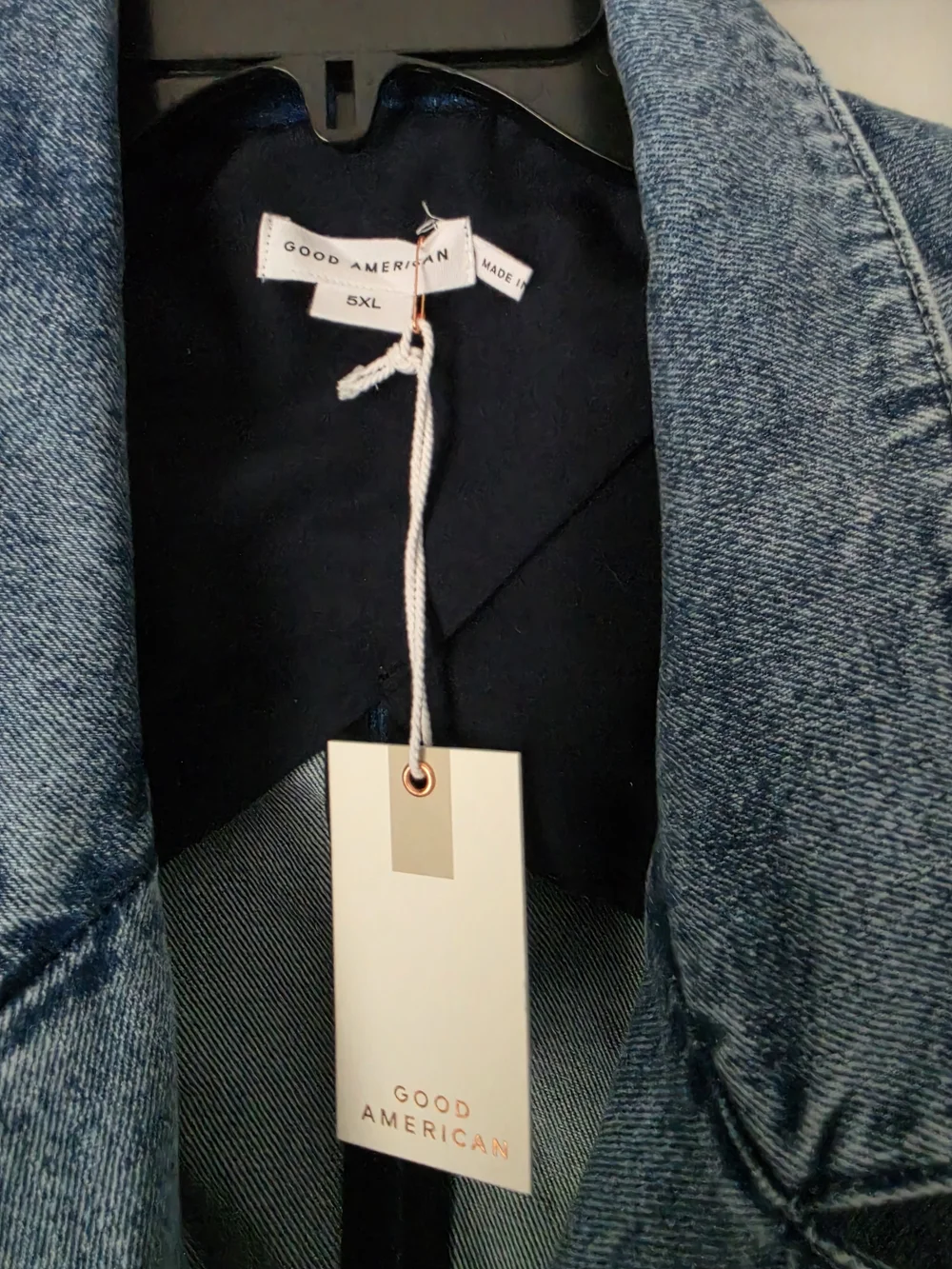 Good American Longline Denim Blazer Jacket 5X NWT